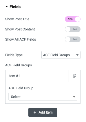 Fields settings - ACF Frontend Form widget by DynamicKit for Elementor