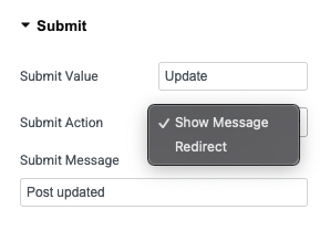 Submit settings - ACF Frontend Form widget by DynamicKit for Elementor